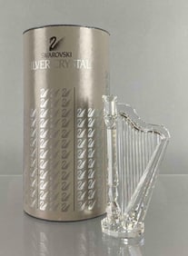 Swarovski Silver Crystal Harp Figurine with Box