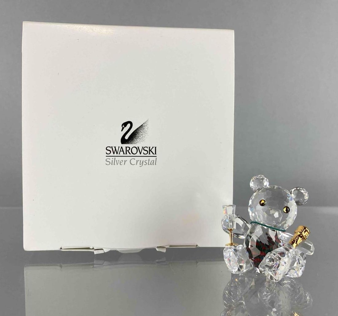 Swarovski Silver Crystal Kris Bear Figurine with Box (1 of 8)
