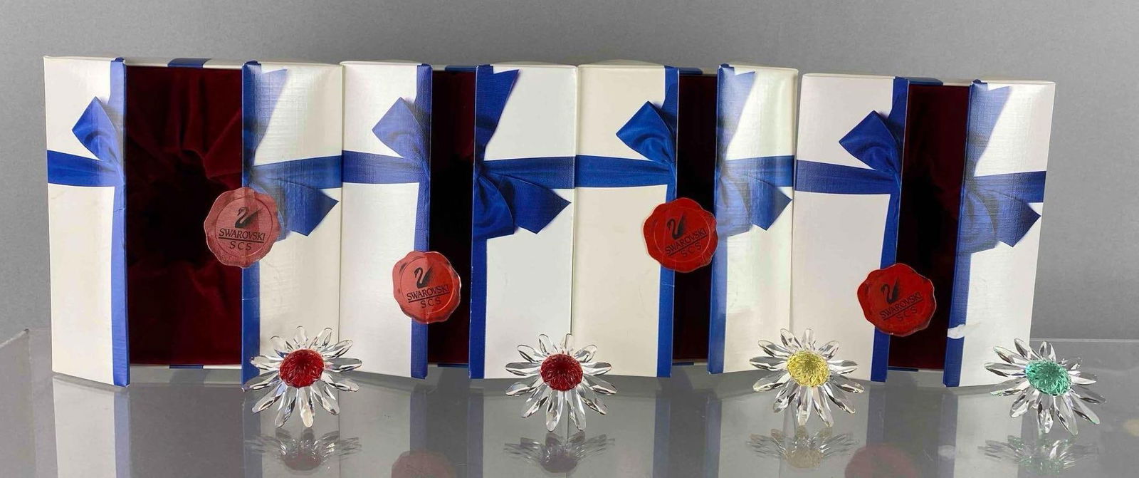 Group of 4 Swarovski Crystal Marguerite Figurines with Box (1 of 4)