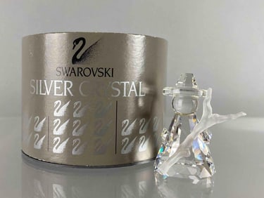 Swarovski Crystal Nativity Shepherd Silver Figurine with Box