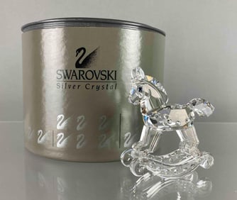 Swarovski Silver Crystal Rocking Horse Figurine with Box