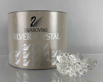 Swarovski Silver Crystal Rose Figurine with Box