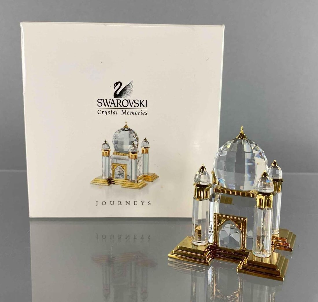 Swarovski Crystal Memories Journeys Mosque Figurine with Box: Crystal Memories Journeys. Box measures 4 x 4 x 2 1/2 inches.