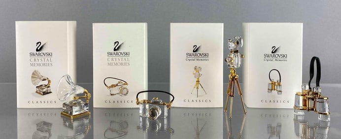 Group of 4 Swarovski Crystal Memories Figurine with Boxes