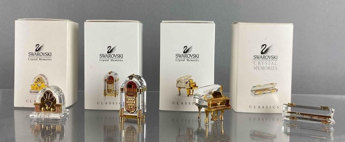 Group of 4 Swarovski Crystal Memories Figurines with Boxes