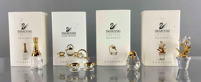 Group of 4 Swarovski Crystal Memories Figurines with Boxes