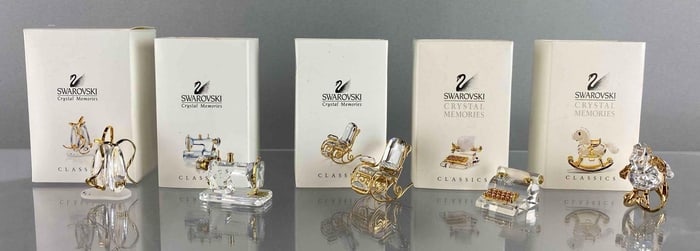 Group of 5 Swarovski Crystal Memories Figurines with Boxes