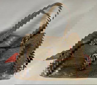 Charlie Lapson Faux Alligator Skin Purse