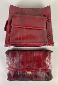 Group of 2 Red Eel Leather Purses
