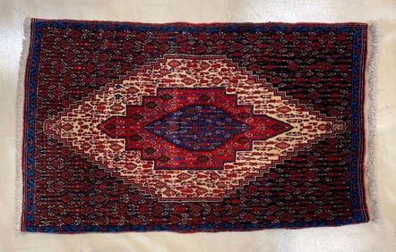 Small Red and Blue Patterned Persian Rug