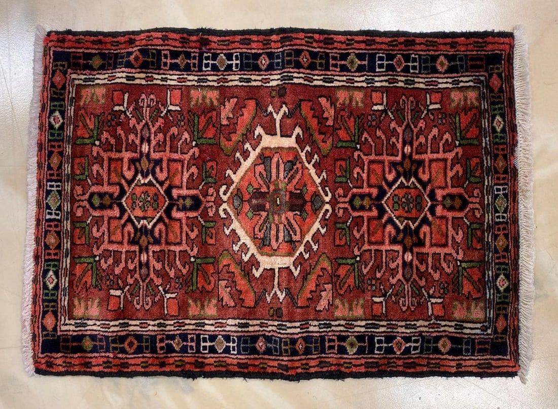 Small Vintage Persian Rug: Measures 27 1/2 x 37 1/2 inches.