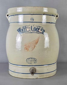 Antique 6 Gallon Red Wing Union Stoneware Co. Water Cooler with Spigot