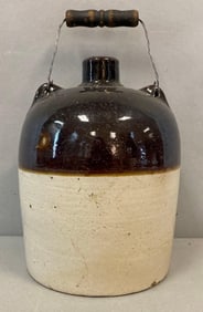 Antique 1 Gallon Two Tone Stoneware Jug with Handle