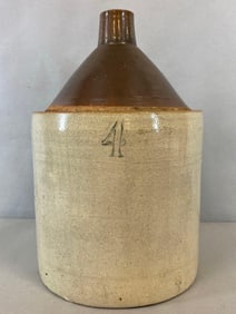 Antique 4 Gallon Stoneware Two Tone Shoulder Jug
