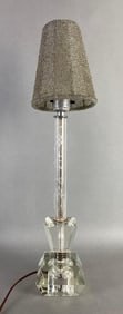 1920s Century Floral Crystal Glass Table Lamp