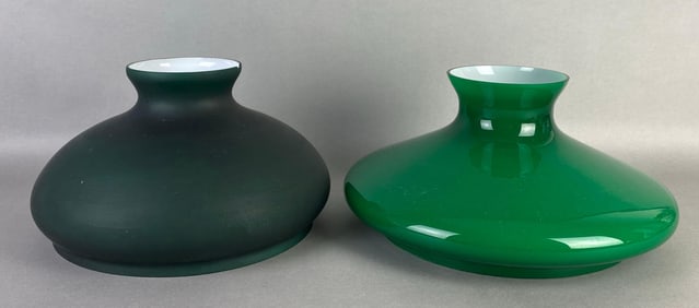 Group of 2 Cased Green Student Lamp Shades