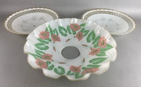 Group of 3 Glass Frosted Floral Lamp Shades