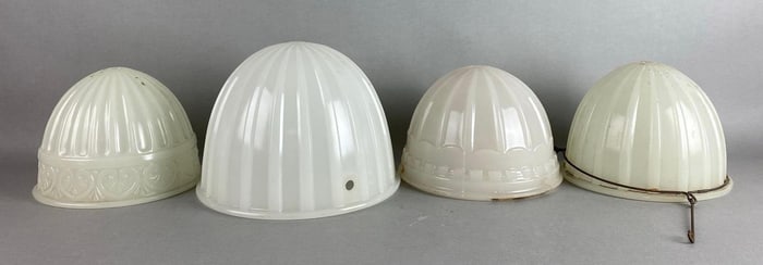 Group 4 White Pressed Glass Lamp Shades