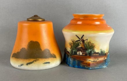 Group of 2 Pressed Glass Lamp Shades
