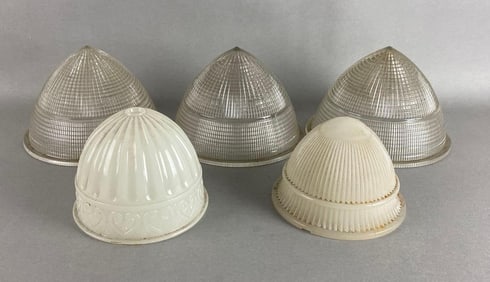 Group of 5 Press Glass Lamp Shades
