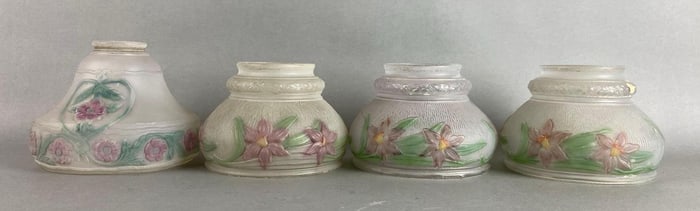 Group of 4 Frosted Pressed Glass Lamp Shades