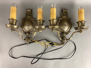 Pair of Antique Metal Wall Sconces