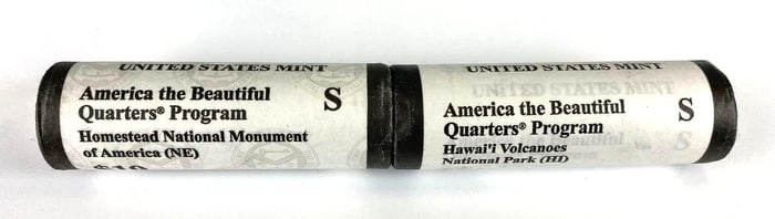 Group of 2 $10 Washington America the Beautiful Quarter Rolls