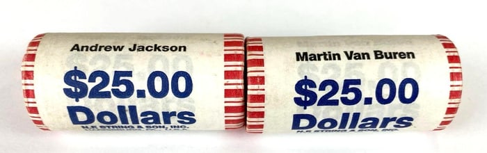 Group of 2 25 Presidential Dollar Rolls Jackson and Van Buren