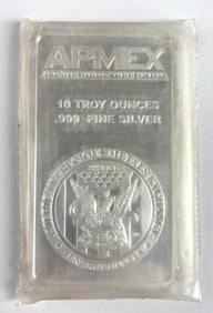 Apmex 10 Troy Oz .999 Fine Silver Ingot/ Bar