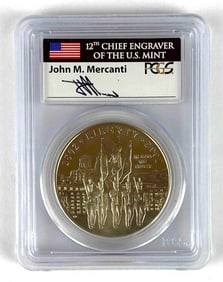 2002 Signed John Mercanti PCGS Graded PR69 DCAM West Point Commemorative Silver Dollar