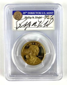 2006-S Signed Philip Diehl PCGS Graded PR69 DCAM Sacagawea Golden Dollar