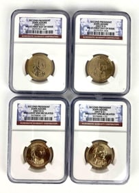 Group of 4 2007-D NGC Graded John Adams Golden Dollars