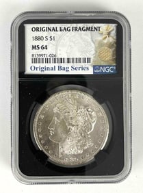 1880 S Original Bag Fragment NGC Graded MS64 Morgan Silver Dollar