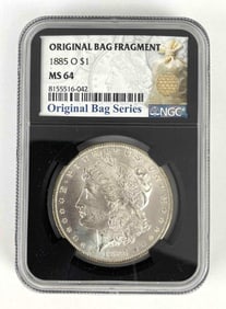 1885 O Original Bag Fragment NGC Graded MS64 Morgan Silver Dollar