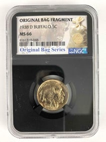 1938 D Original Bag Fragment NGC Graded MS66 Buffalo Nickel
