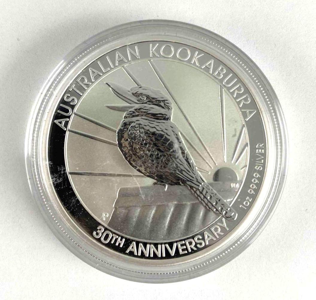 2020 $1 Australian 30th Anniversary Kookaburra 1oz. .9999 Fine Silver: 2020 $1 Australian 30th Anniversary Kookaburra 1oz. .9999 Fine Silver