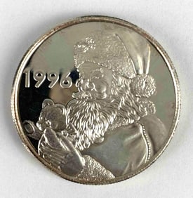 1996 Santa 1 oz .999 Fine Silver Round