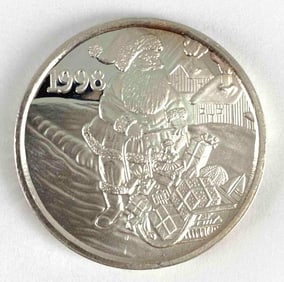 1998 Santa 1 oz .999 Fine Silver Round