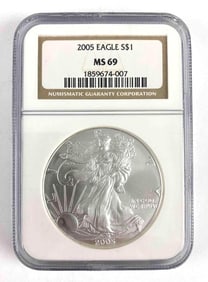 2005 NGC MS69 American Silver Eagle 1oz .999 Fine Silver