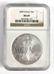 2009 NGC MS69 American Silver Eagle 1oz .999 Fine Silver