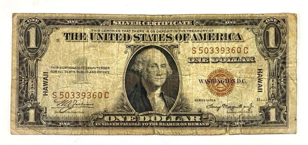 1935 A Hawaii Orange Seal One Dollar Bill