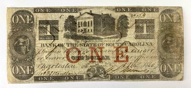 1870 Bank Of The State of South Carolina One Dollar Note