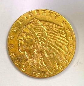 1910 $2.50 Indian Head Gold Coin