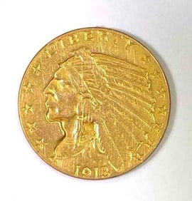 1913 $2.50 Indian Head Gold Coin