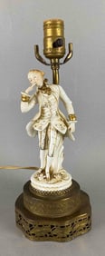 Antique Brass and Porcelain Figural Lamp