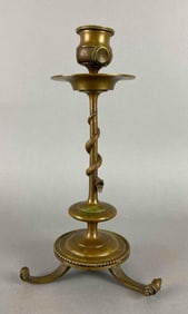 Antique Ornate Brass Snake Candlestick