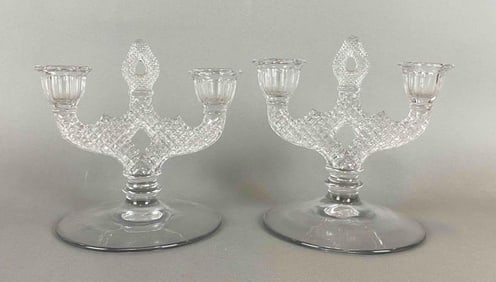 Group of 2 Westmoreland English Hobnail Crystal Candelabras