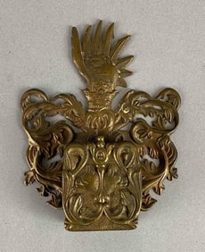 Antique Ornate German Brass Match Holder