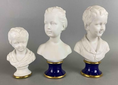 Group of 3 Pucci Parian Ware Busts