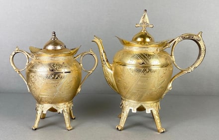 Antique Meriden Silverplate Teapot and Stockpot